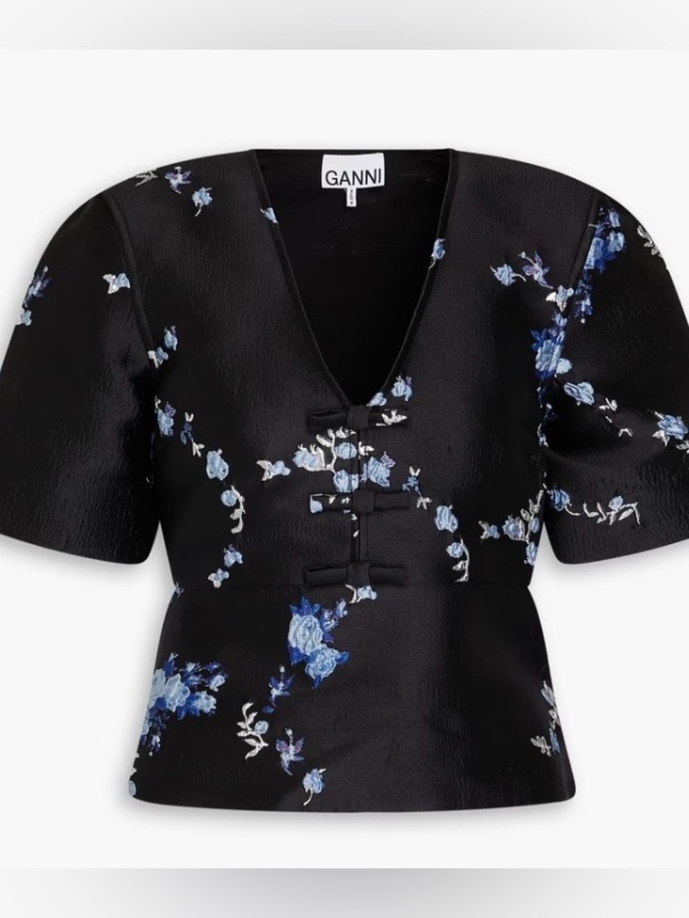 Ganni Bow Detailed Jacquard Top